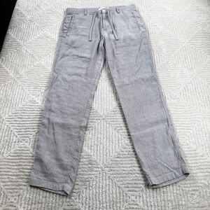 Porter & Ash Linen Blend Pants Men's 32 Gray Summer Coastal Beach Preppy Resort